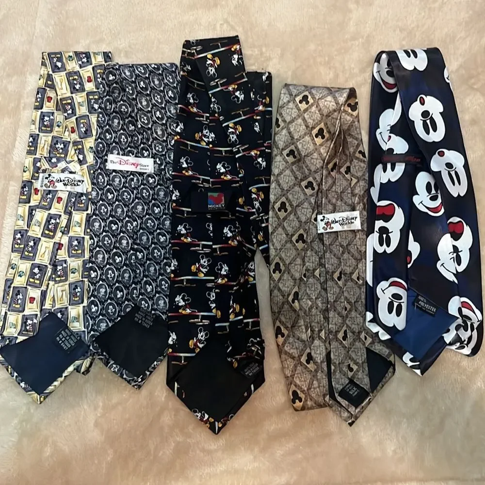 Disney Mickey Mouse Men's Tie Bundle of 5 Silk Disney World Goofy Silk Ties